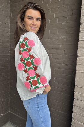 Blouse Roses Wit/Roze