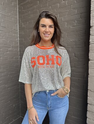 T-shirt Soho Glitter oranje