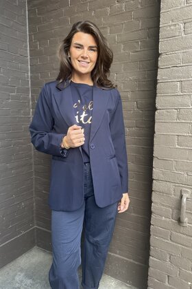 Blazer Dion Donker Blauw Plussize