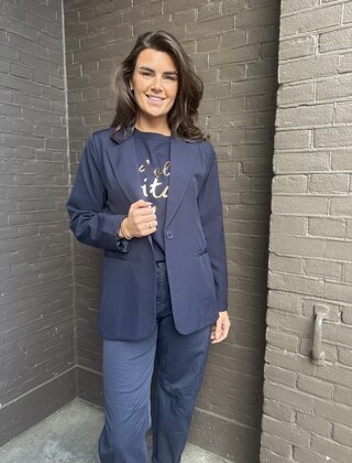 Blazer Dion Donker Blauw Plussize