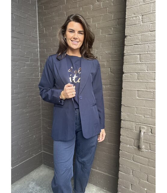 Blazer Dion Donker Blauw Plussize
