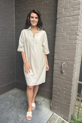 Jurk Linnen Beige