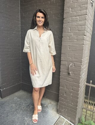 Jurk Linnen Beige