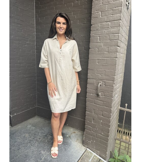 Jurk Linnen Beige