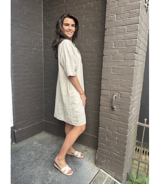 Jurk Linnen Beige