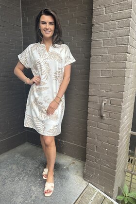Jurk Leaf Off-white/Goud