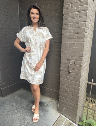 Jurk Leaf Off-white/Goud