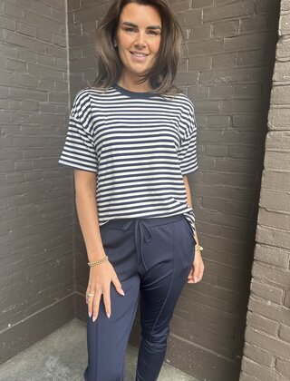 Top Streep Donker Blauw