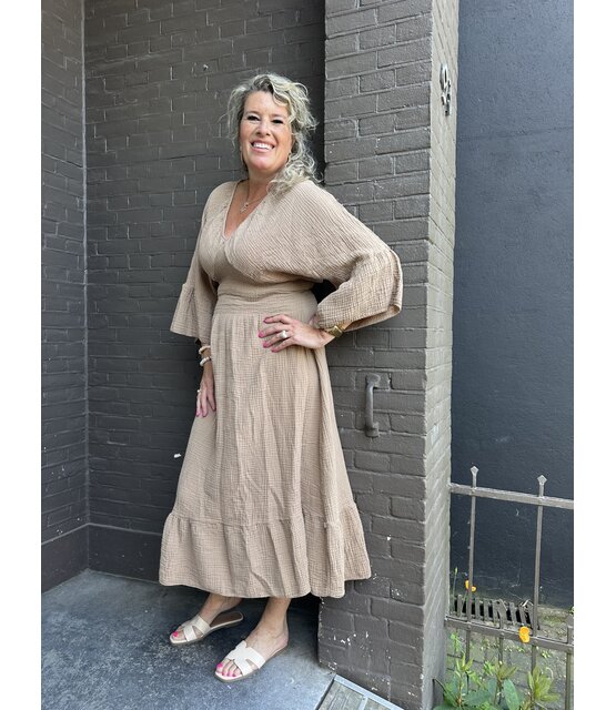 Jurk Wafel Camel