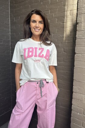 T-shirt ibiza Wit/roze