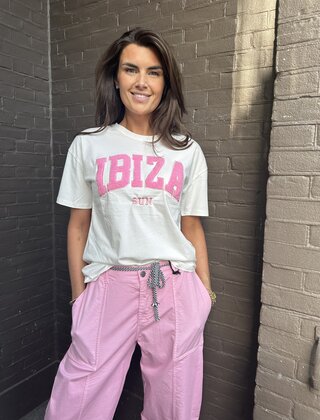 T-shirt ibiza Wit/roze