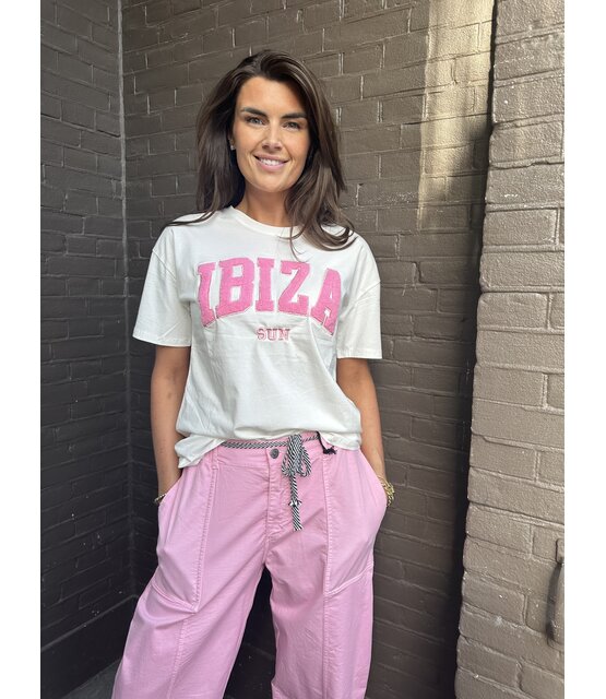 T-shirt ibiza Wit/roze