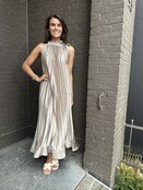Jurk Party plisse taupe