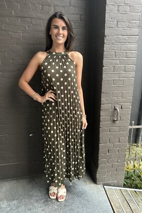 Jurk Dots army groen /glitter