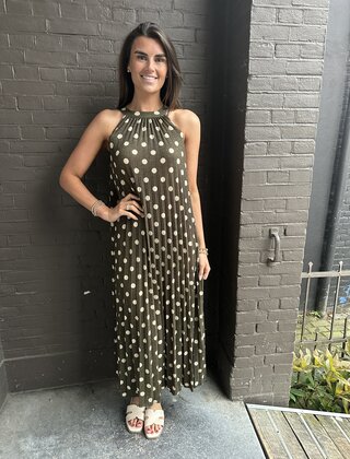 Jurk Dots army groen /glitter