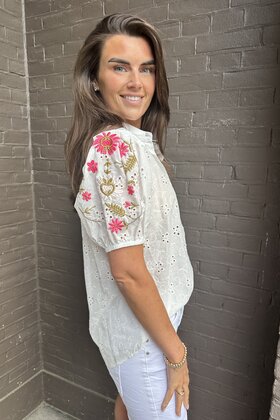 Blouse broderie /roze