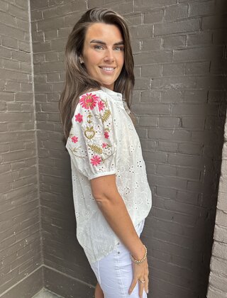 Blouse broderie /roze