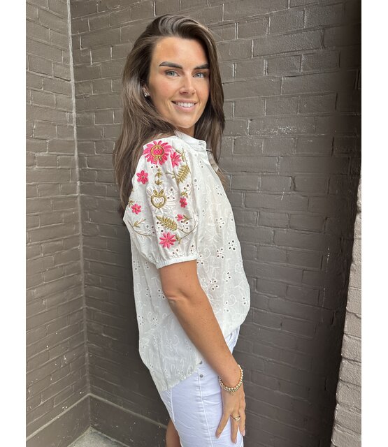 Blouse broderie /roze