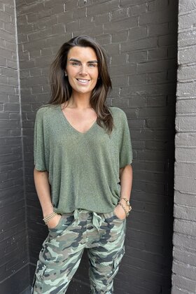 Top Simone groen glitter