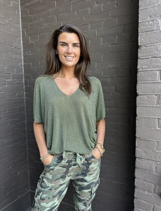 Top Simone groen glitter