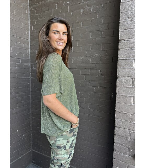 Top Simone groen glitter