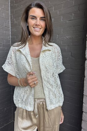 Jas Flower beige