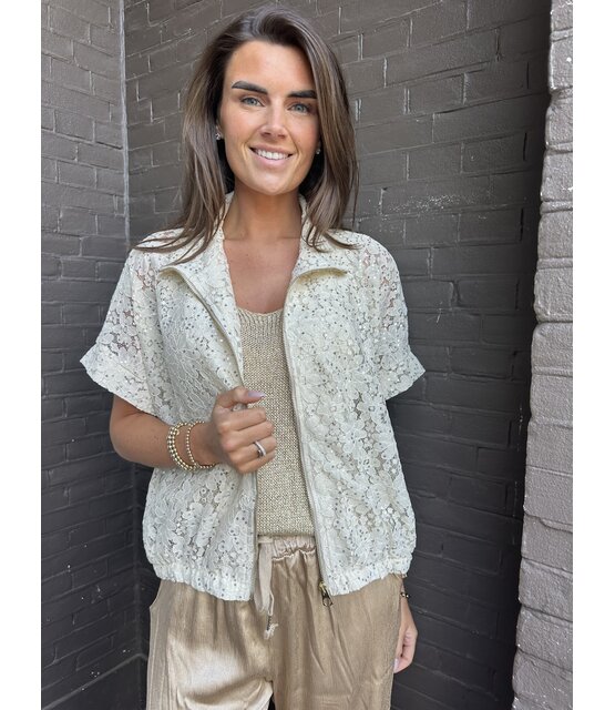 Jas Flower beige