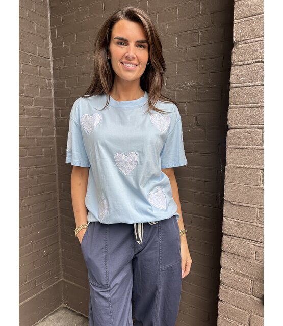 T-shirt Kant Hart Blauw