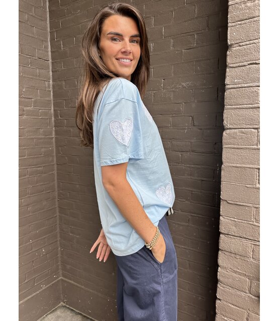 T-shirt Kant Hart Blauw
