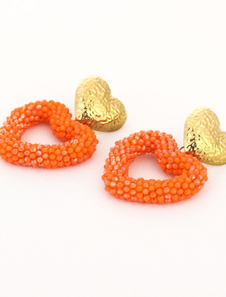 Oorbellen hart oranje