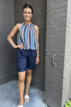 Top Halter lurex  blauw