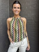 Top Halter lurex groen