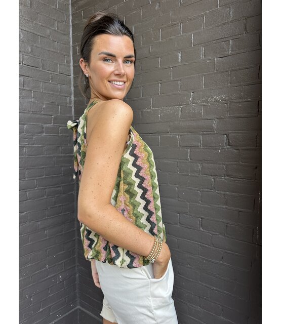 Top Halter lurex groen
