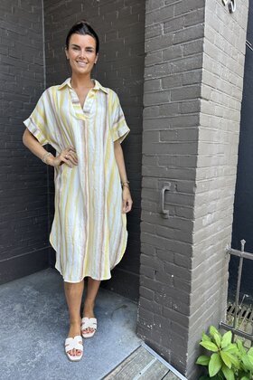 Jurk Mariska geel print