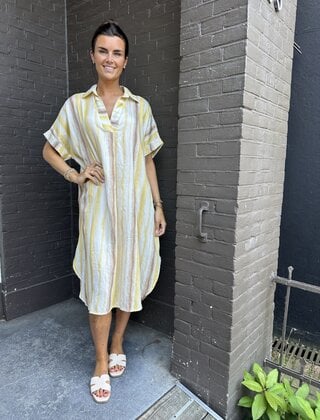 Jurk Mariska geel print