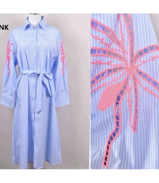 Jurk Paris streep/roze