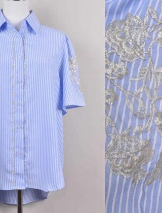 Blouse Saar blauw streep
