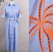 Jurk Paris blauw/oranje