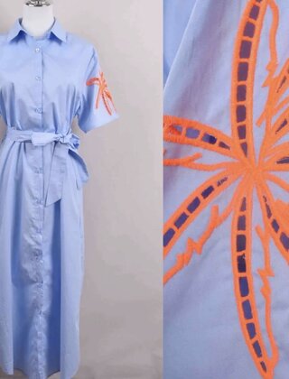Jurk Paris blauw/oranje