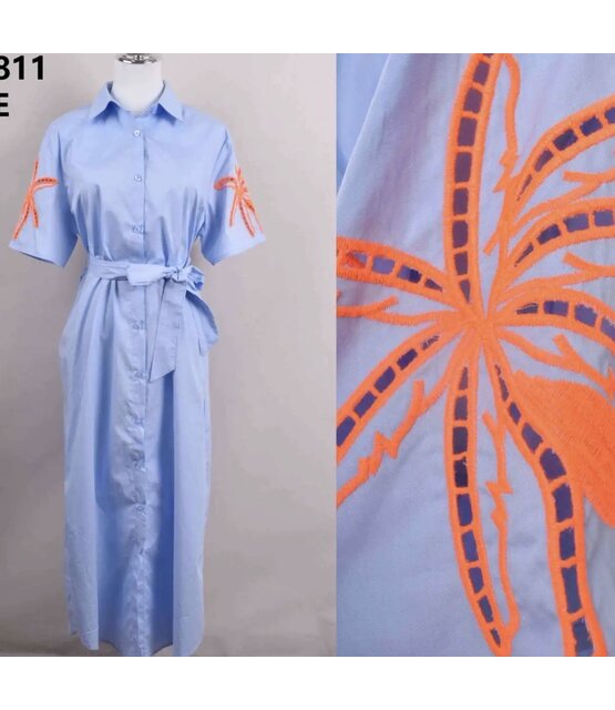 Jurk Paris blauw/oranje