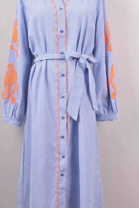 Jurk Paris streep/oranje