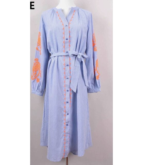 Jurk Paris streep/oranje