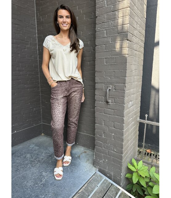 Jeans Mom Panter Camel