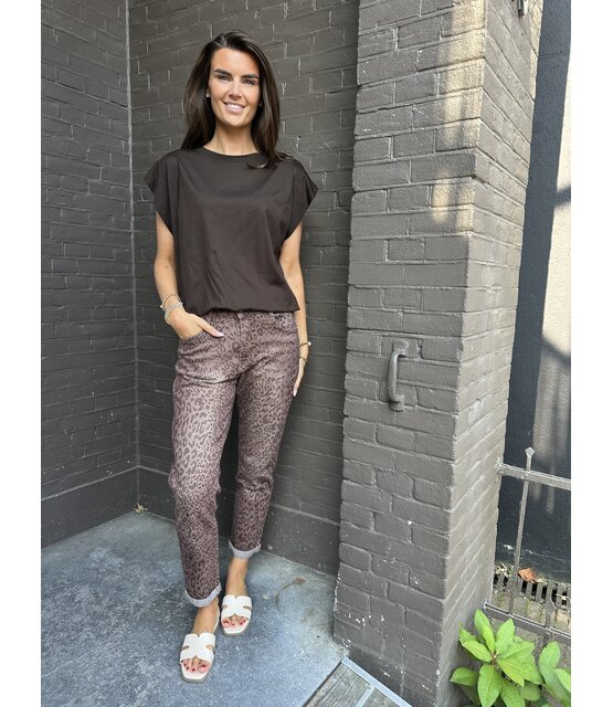 Jeans Mom Panter Camel