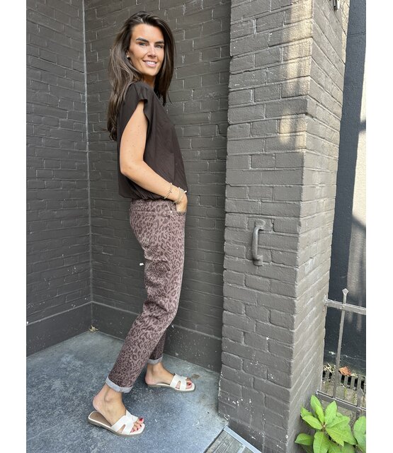 Jeans Mom Panter Camel