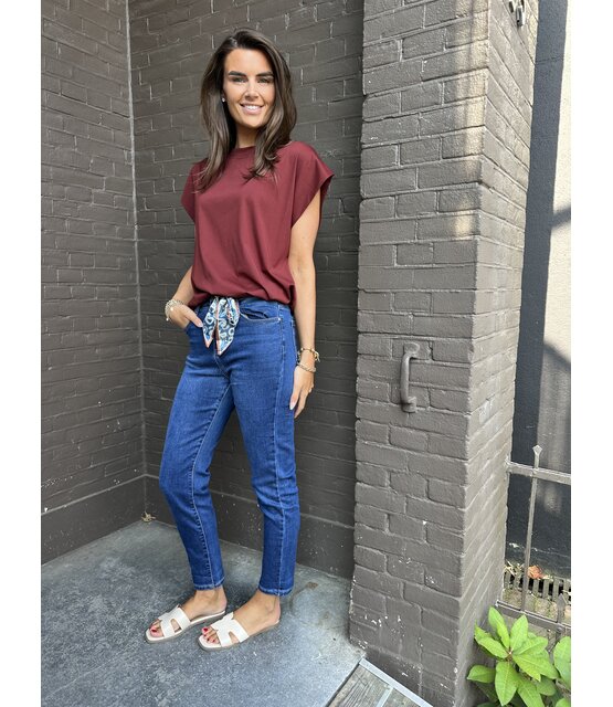 Jeans Mom Blauw + sjaalriem