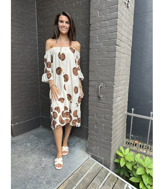 Jurk Natasja Dots Beige/Bruin