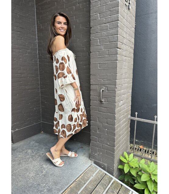 Jurk Natasja Dots Beige/Bruin