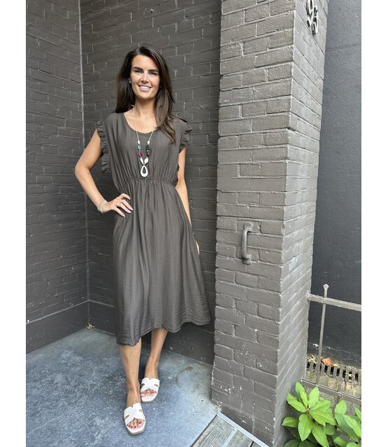 Jurk Ruffle Bruin