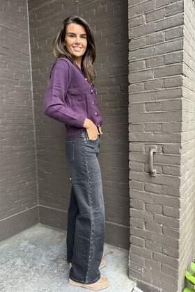 Jeans wide leg Studs Zwart